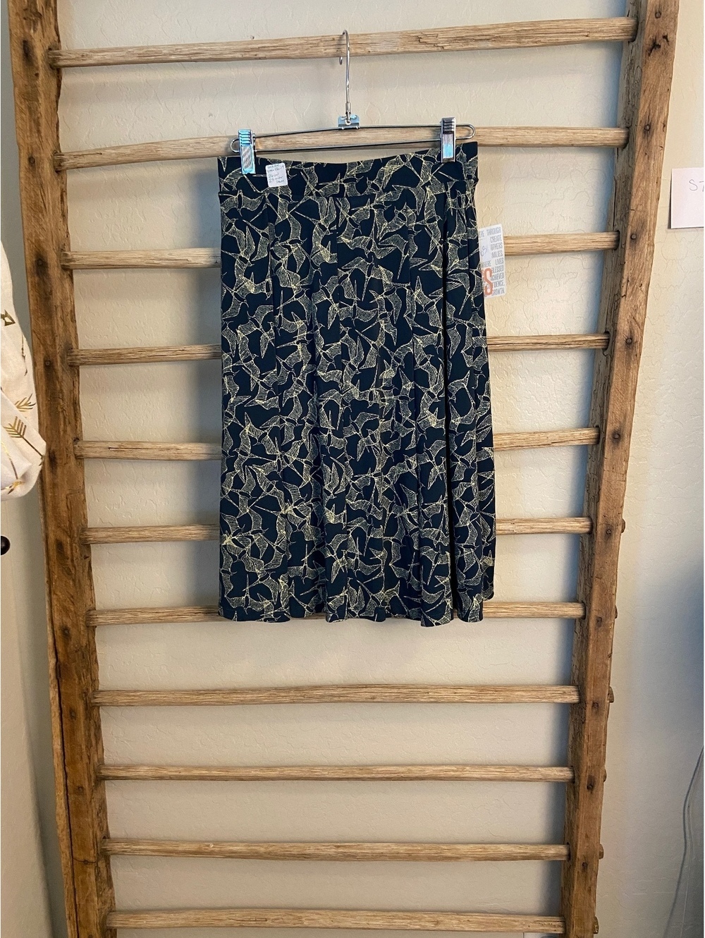 LuLaRoe Women's Madison XS Black and Beige Patterned Skirt